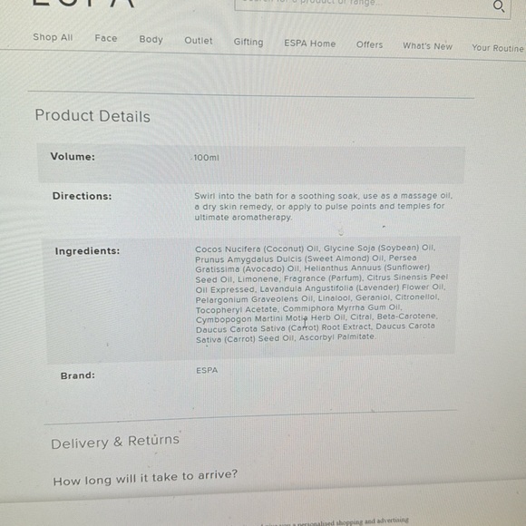 ESPA Restorative Bath & Body Oil NIB - Picture 8 of 9